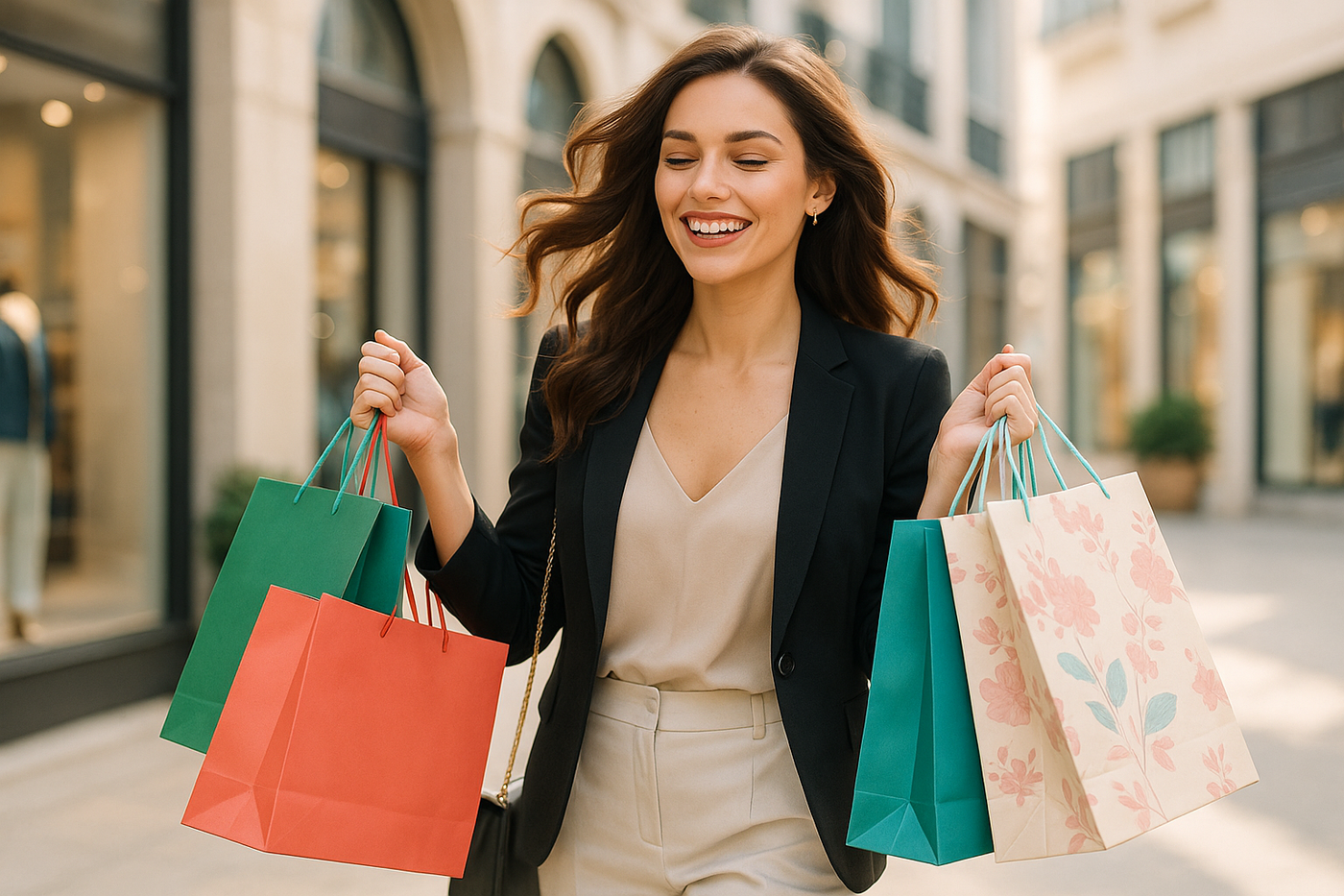 a Beautiful lady with shopping bag
