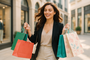 a Beautiful lady with shopping bag